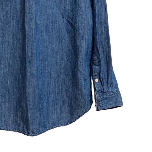 Style & Co. Chambray Boyfriend Shirt Women's Size M Blue Button-Down - Picture 14 of 16